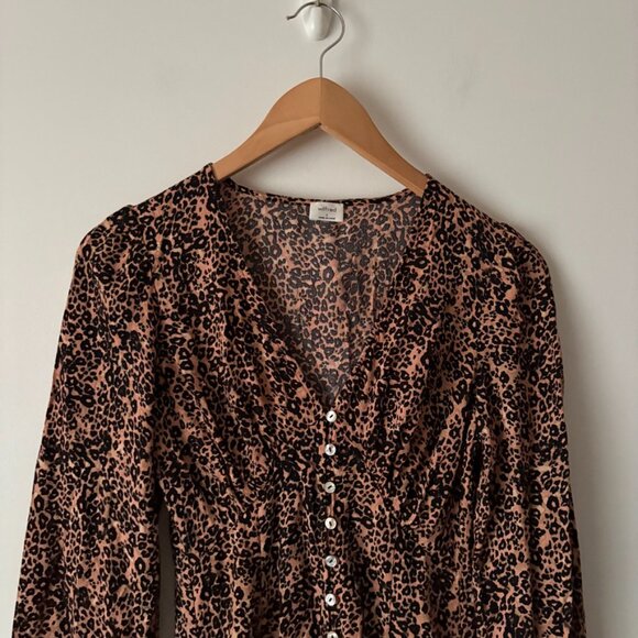 Aritzia Wilfred Gallery Dress in Almond Black Leopard Print Size XS - Picture 8 of 11